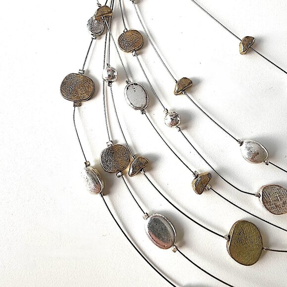 Lia Sophia Skipping Stones multi-row short gold & silver bead necklace - Picture 3 of 8